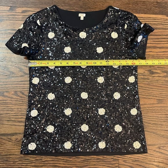 J. Crew Polka Dot Sequin T-shirt, Black & White Size S - Picture 6 of 12